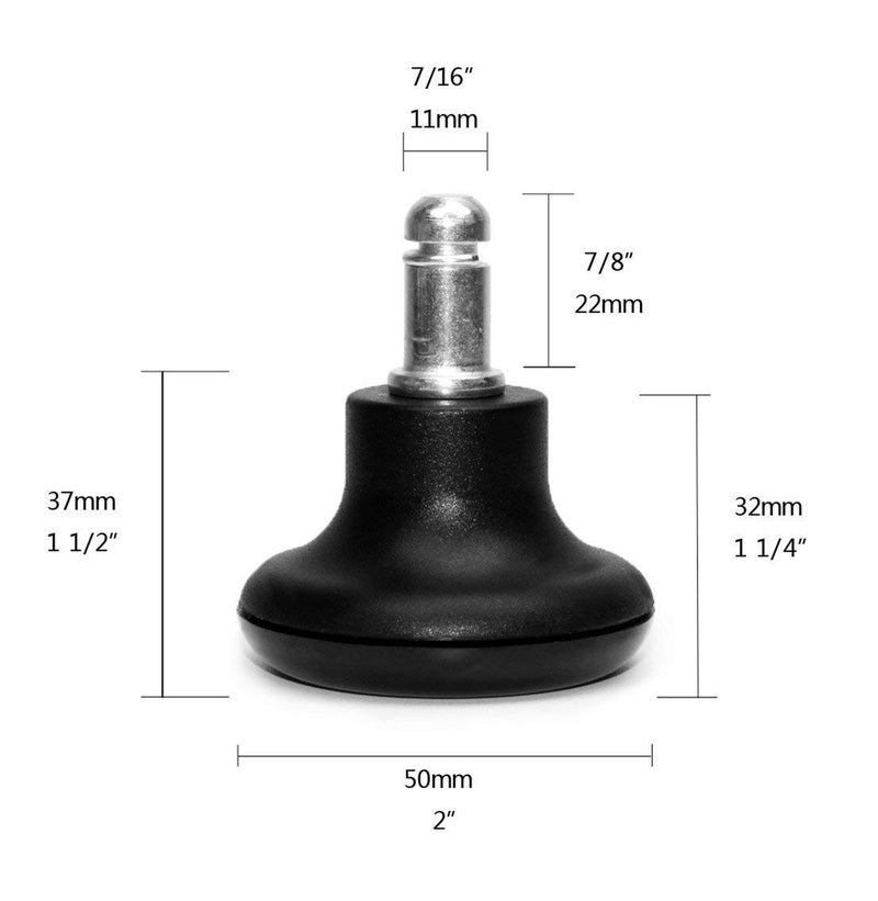 DOZYANT Bell Glides Replacement Office Chair or Stool Swivel Caster Wheels to Fixed Stationary Castors  Low Profile Bell Glides with Soft Rubber Bottom Instead of Self Felt Pads  Chair Feet Wheel Stopper - Image 3